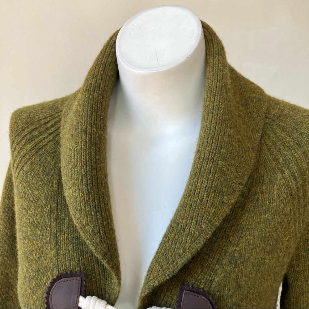 J. Crew | Olive Natural Fiber Half Sleeve Horn Button Sweater - Picture 2 of 7